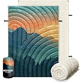 hotkoko Outdoor Camping Blanket,Warm Thick Camp Blankets with Sherpa Lining Soft Fleece Camping Blanket Puffy Camping Quilt for Cold Weather Traveling, Stadium, Hiking, Picnics