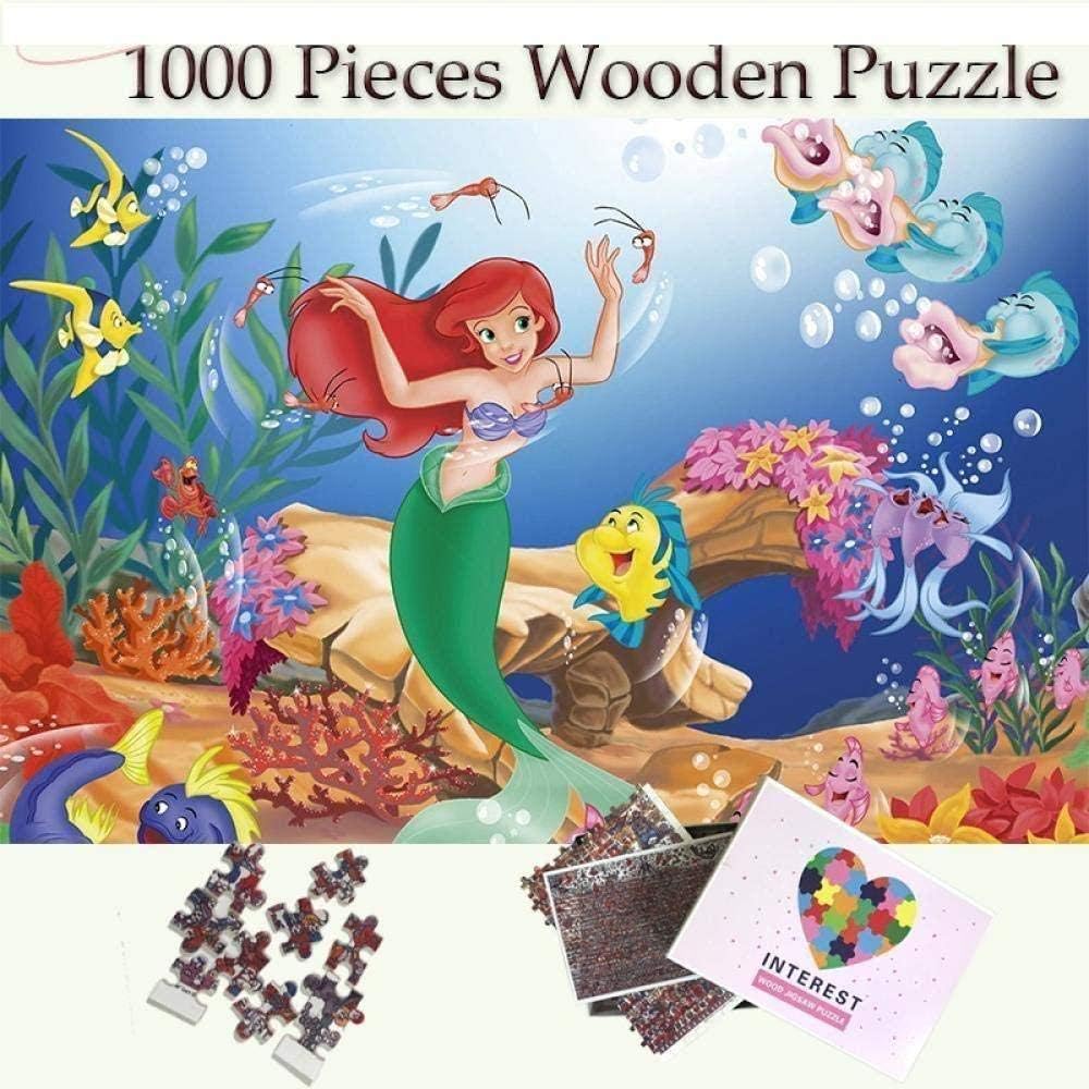WJPT 1000 Pieces of Wooden Puzzle-The Little Mermaid Puzzles 1000 Pieces Toys Wooden Puzzle Jigsaw 1000 Ppieces Wooden Puzzle Toys for Adult Teenagers Kids- Jigsaw Puzzle 1000 Piece (75X50CM)