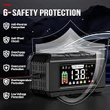 Husgw 15A Car Battery Charger 12V/24V Smart Maintainer with LCD Temp Comp view 6