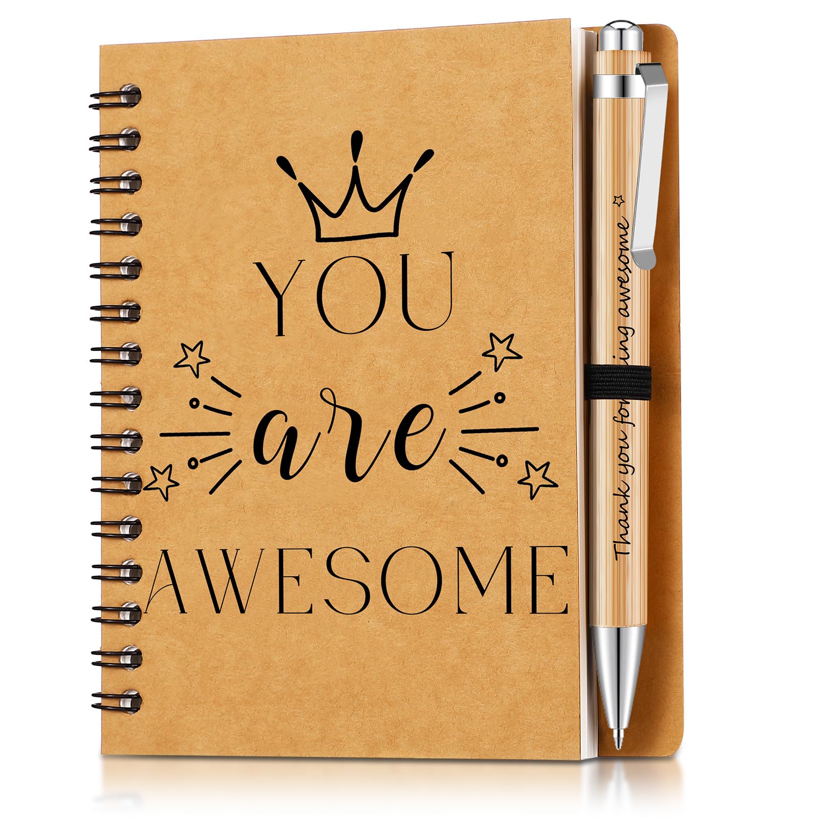 Dianelhall 2 Pcs Thank You Gift for Teacher Leaving Colleagues Women Inspirational Notebook Ballpoint Pen Kraft Lined Notepad Employee Appreciation Gifts for Coworker Volunteer Christmas