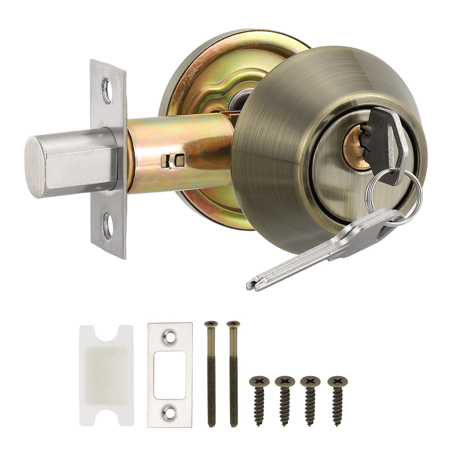 PATIKIL Keyed Alike Single Cylinder Deadbolts, Keyed Entry Door Knob Anti-Theft Exterior Door Hardware for Front Door and Entrance Door, Cyan-Copper