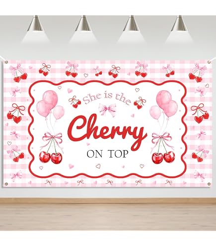 She's The Cherry On Top Banner - Rose Gold Glitter, DIY Party Decoration For Birthday, Bridal Shower
