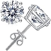 Moissanite Stud Earrings Hypoallergenic 925 Sterling Silver stud Earrings for Women Round Cut D Color VVS1 18K White Gold Plated Lab Created Moissanite Earrings for Women Men 0.3ct-2ct