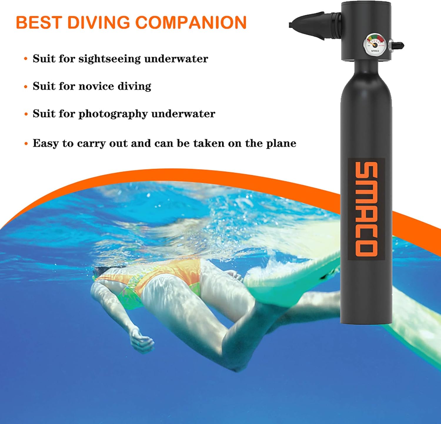 Mini Scuba Tank with Pump Scuba Tank for Beginner Diving Support 6-10 Mins Breath Underwater 0.5L Scuba Diving Tank for Shallow Water Sightseeing/Underwater Photography/Water Rescue, Package B(Black) : Sports & Outdoors