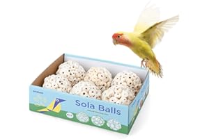 andwe Bird Toy Sola Ball - Natural Soft Chew Shredding & Foraging Toy for Cockatiel Conure Quaker Parrot Budgie Parakeet Rabbit Bunny Guinea Pig Chinchilla (Style 1 (Pack of 6))