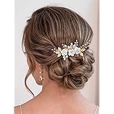 Catery Flower Bridal Hair Comb Gold Wedding Hair Clip Rhinestone Accessories for Women