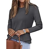 REORIA Women's Wool Blend Classic Crew Neck Long Sleeve Casual Fall Winter Tops Basic Shirts