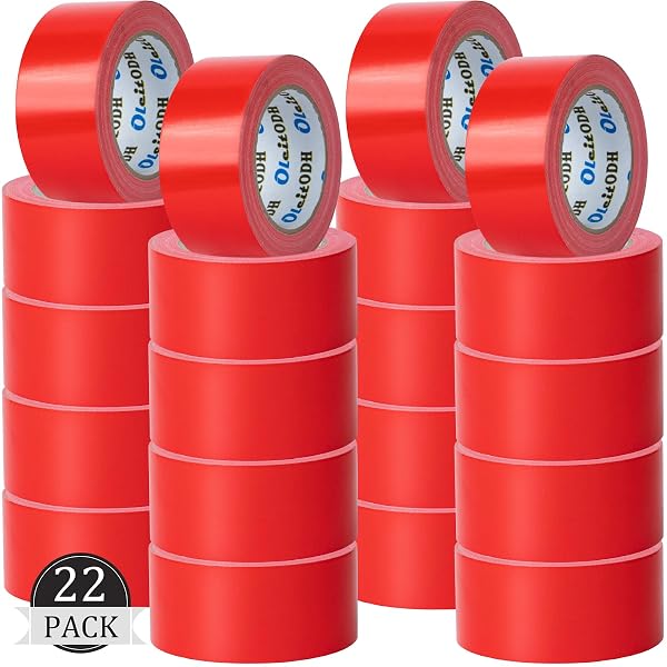 OLEITODH 22 PACK RED DUCT TAPE HEAVY DUTY,8.3 MIL THICKNESS,2 INCHES X 30 YARDS,STRONG INDUSTRIAL STRENGTH,FLEXIBLE,NO RESIDUE,WATERPROOF AND TEAR BY HAND,MULTI-USE FOR INDOOR & OUTDOOR REPAIRS