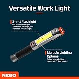NEBO Big Larry 3 Light 600 Lumen Work Light Red Hazard + 220 Lumen Top Light view 3