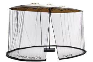 Mosquito Net for Patio Umbrella 15ft Double Sided Double Sided Zippered Mosquito Netting Walls Black (for 15ft Umbrella)