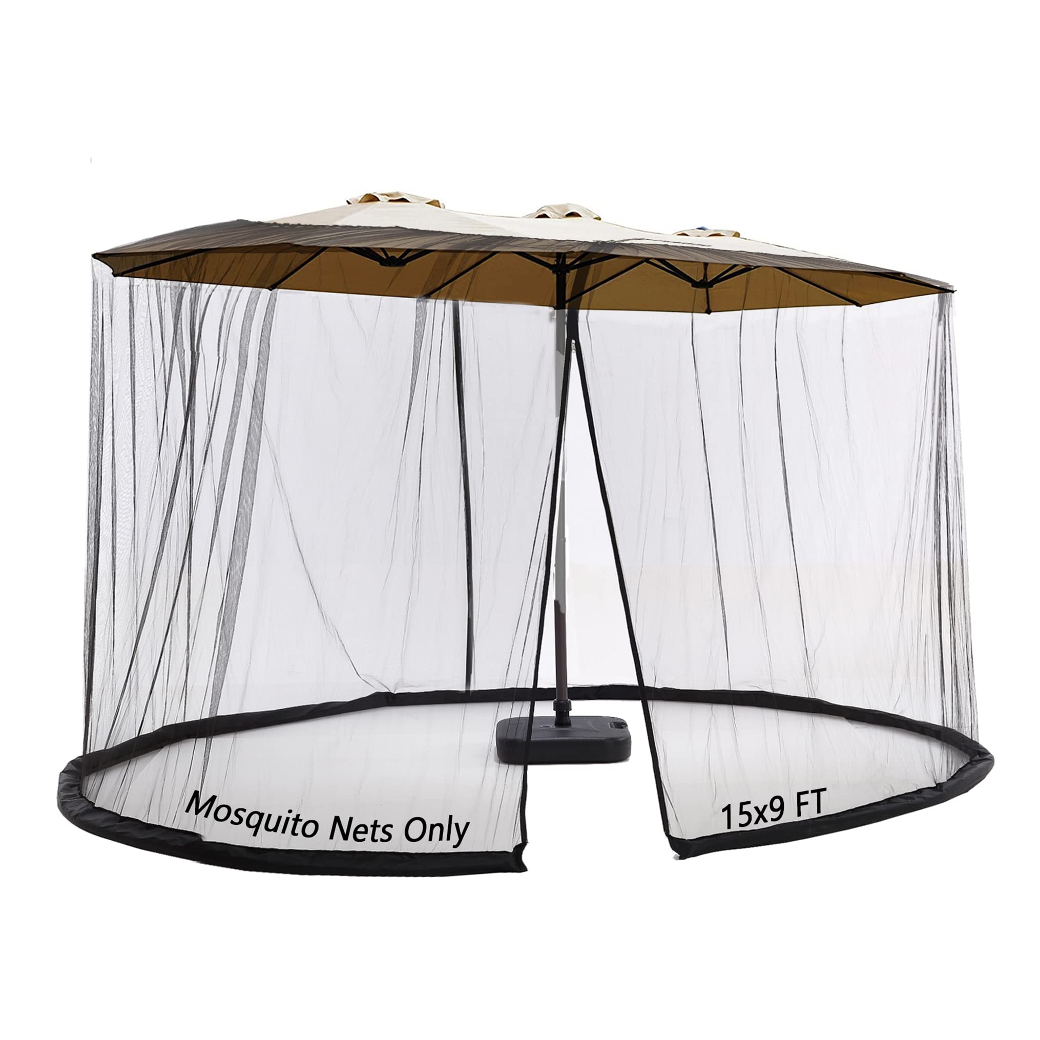 Photo 1 of Mosquito Netting for 15FT Patio Umbrella Double-Sided, Screen Walls Zipper Double Door Black (for 15FT Umbrella)