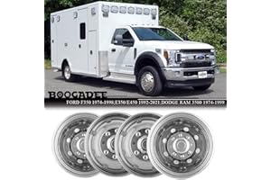BOOGADEE 4pcs 16" Polished Stainless Steel Dually Wheel Simulators, Nice Looking Bolt On Wheel Cover,8 Lug Hubcaps fit on Ford F350 1974-1998;E350/E450 1992-2021;Dodge Ram 3500 1974-1999 C16F80