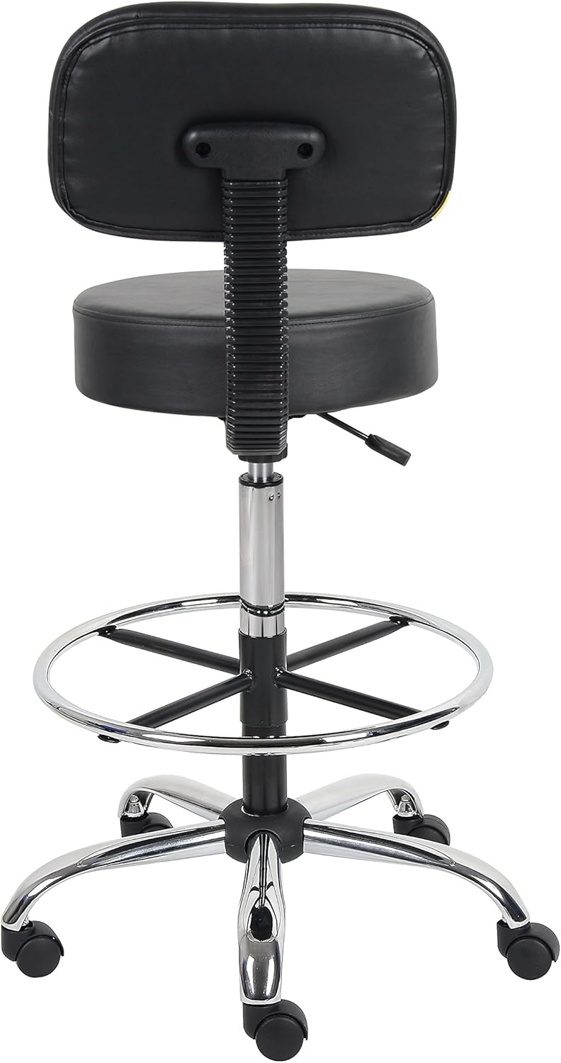 Boss Office Products B16245-BK Be Well Medical Spa Drafting Stool with Back, Black: Furniture & Decor