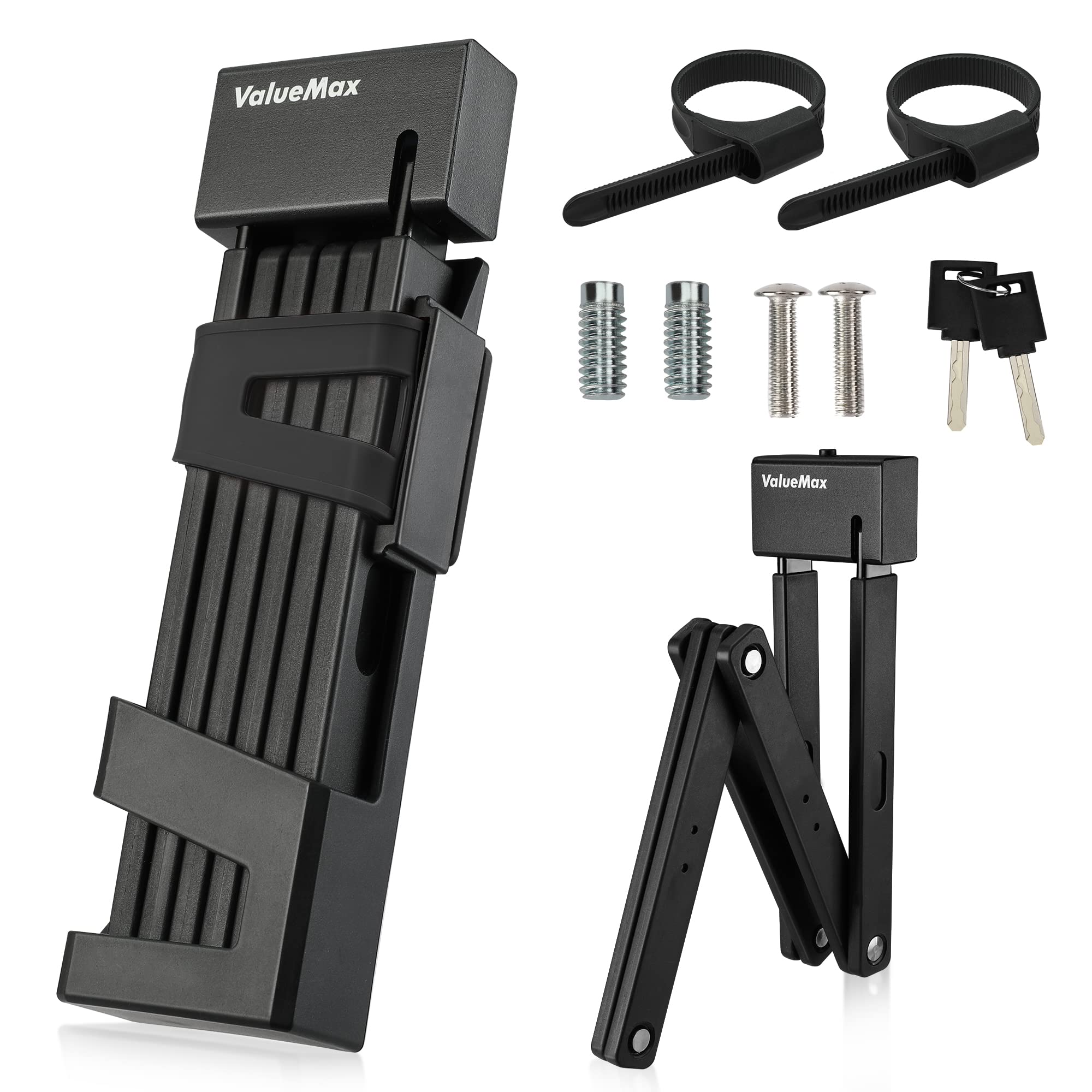 ValueMax Folding Bike Lock, Heavy Duty Folding U Lock with Keys, 100 cm High Security Bike Lock, Foldable Chain Lock for Bicycles Motorcycles, Scooters, and Doors