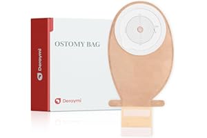 DERAYMI 20 PCS Colostomy Bags Ostomy Supplies One Piece Ostomy Bags, Ostomy Drainable Pouches for Ileostomy Stoma Care Cut-to-Fit 20-65mm Hook-and-Loop Closure