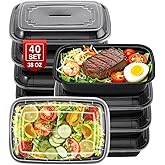 NEEBAKE 40 Sets 38oz Meal Prep Container - Reusable Plastic Food Storage Containers with Lids, Fits Microwave, Freezer and Dishwasher Safe