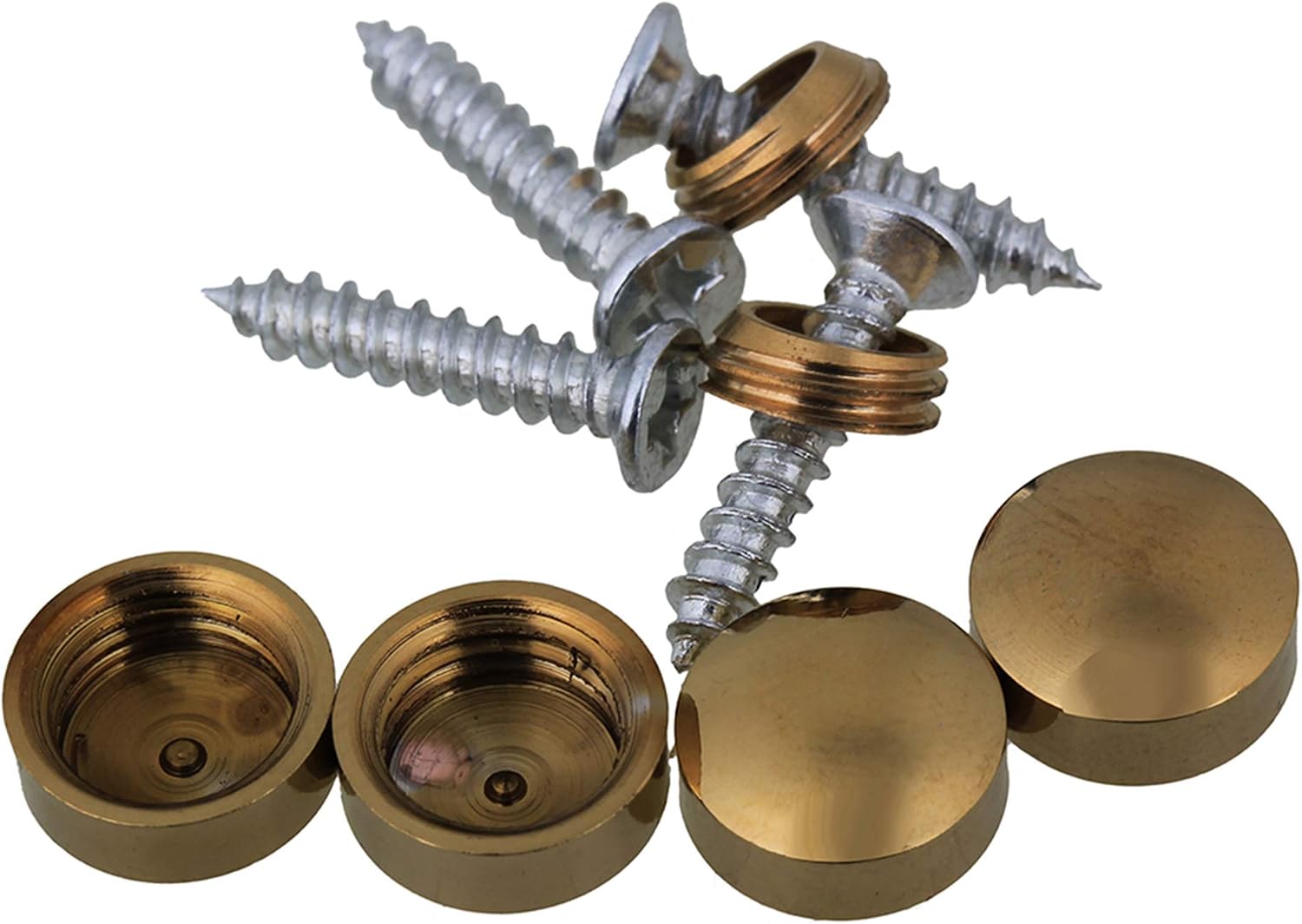 Mxfans 9.3mm Decorative Brass Mirror Screw Caps Covers Golden Nails for Mirrors Pack of 8, Golden, Silver, 10mm - Image 3