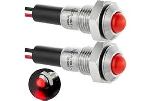 ZGSZJHF 8mm Mini Indicator Light 0.31" Waterproof IP67 Domed Metal Stainless Steel 304 Signal Lamp 110V-120V LED Pilot Light with 140mm Wire