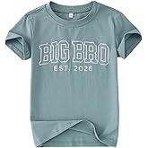 SOFEON Big Brother Shirt Toddler Boy Embroidered Big Bro Est. 2026 T-Shirt Kids Summer Short Sleeve Announcement Tees Tops