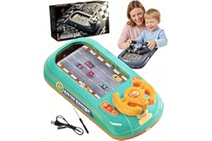 Turbo Race Interactive Game Set with 200 Challenges, Kids Driving Simulator Steering Wheel Toy, Desktop Car Racing Adventure,
