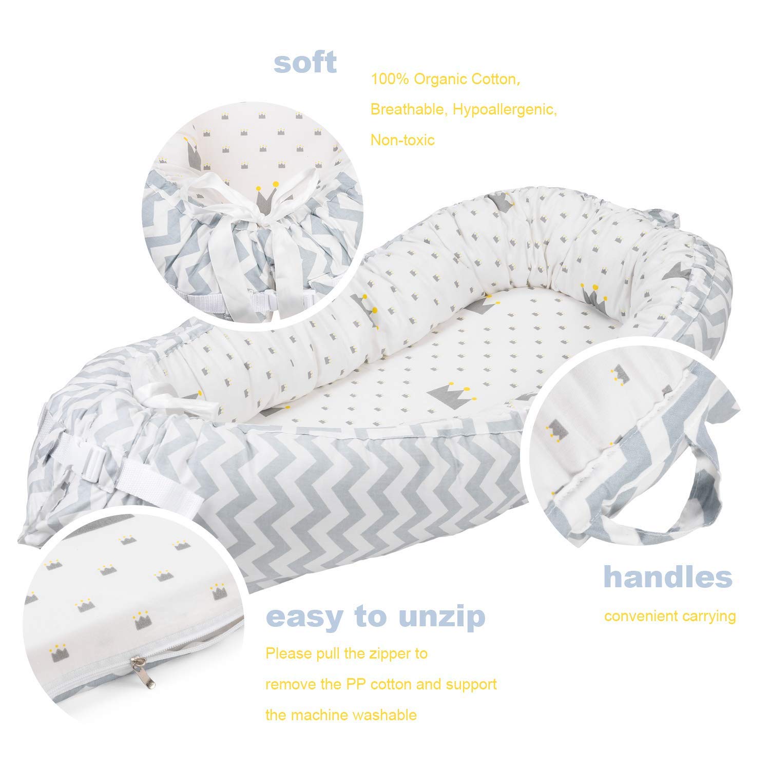 Portable Soft Breathable Baby Snuggle Nest Perfect for CoSleeping 100 Cotton Swaddling Wrap