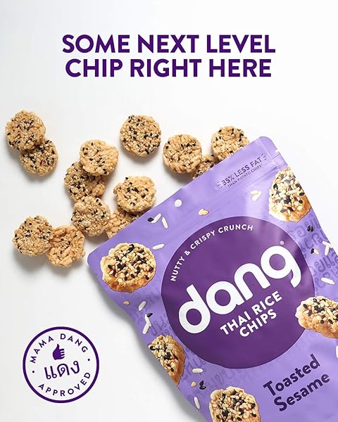 DANG THAI RICE CHIPS | GLUTEN FREE, SOY FREE & PRESERVATIVE FREE RICE CRISPS, HEALTHY SNACKS MADE WITH WHOLE FOODS (TOASTED SESAME, 3.5 OUNCE (PACK OF 1))