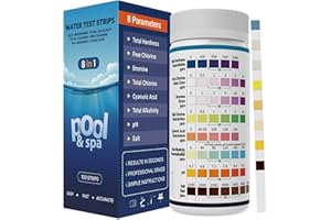 AKSBTEC Salt Water 8-in-1 Pool Test Strips Kit | 100 Strips Pool Salt Test Strips | Salt Water Pool Testing Kit for Salt Wate