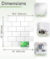 Yoillione Thicker Peel & Stick Wall Tiles 12x12 White 10 Sheets Backsplash view 3