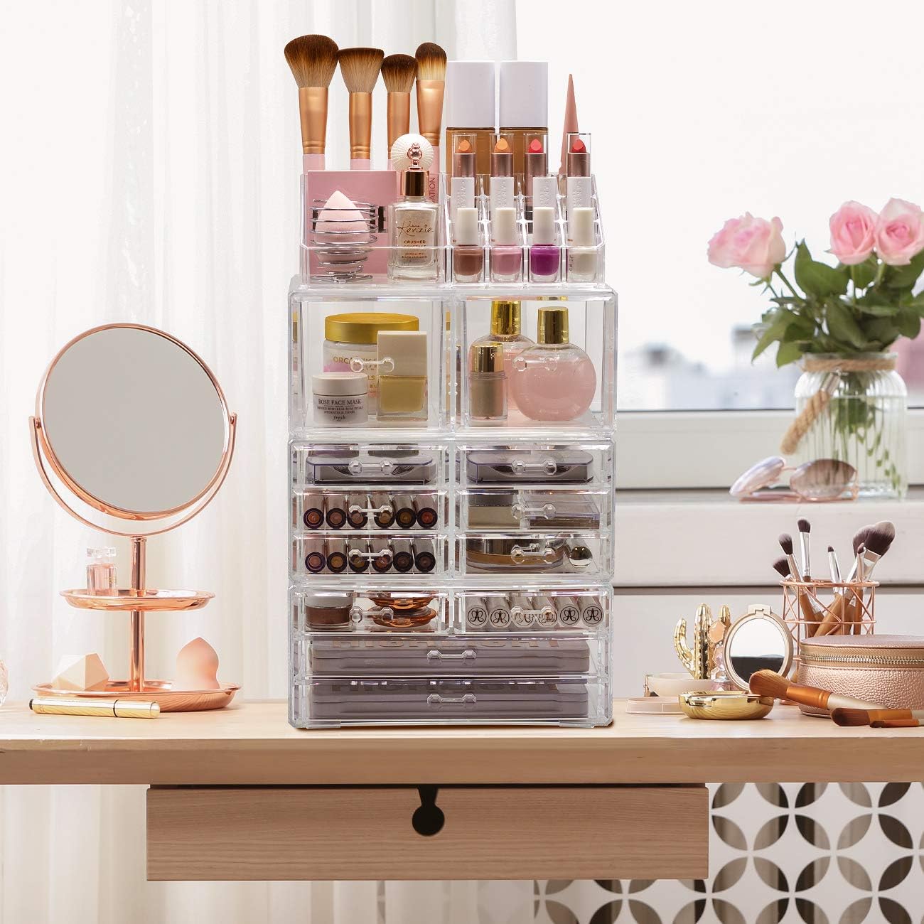 Sorbus Cosmetic Makeup and Jewelry Storage Case Tower Display Organizer - Spacious Design - Great for Bathroom, Dresser, Vanity and Countertop (Clear): Home Improvement