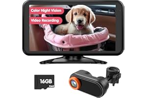 LUCKVIEW Pet Travel Car Camera, 1080 HD Dog Camera for Car with Video Recording, Full-Color Night Vision of Cat Car Seat Camera, Must Have Long Trip Pet Supplies BM3