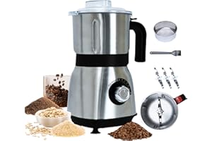Grain Grinde For Kitchen, Electric Spice Grinders Comes With 3 Removable Stainless Steel Blades, 500w Herb Grinder Suitable F