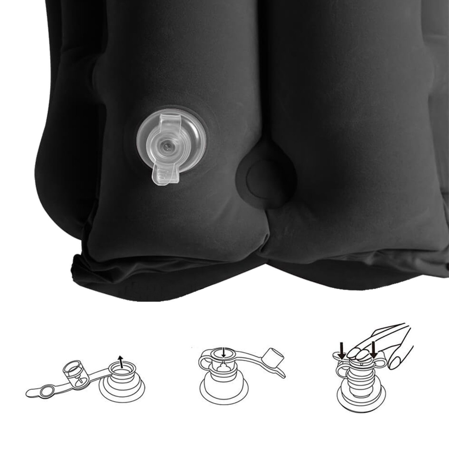 Inflatable Travel Pillow, WOWGO Airplane Neck Pillow Comfortable Pillows with Arms for Outdoor Travelling Camping, Air Planes, Trains, Cars, Buses and Indoor Office Napping [Updated Version] (Black)