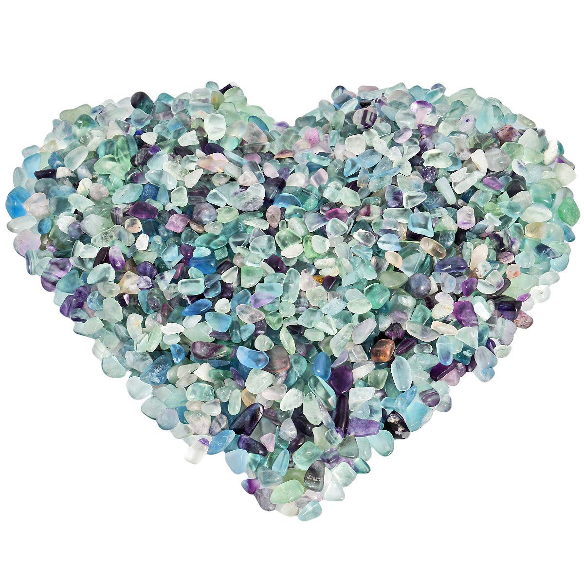 Nupuyai 1 lb Tumbled Fluorite Crystal Chips Stone, Crushed Irregular Shape Healing Reiki Crystal Stone for Home Decoration