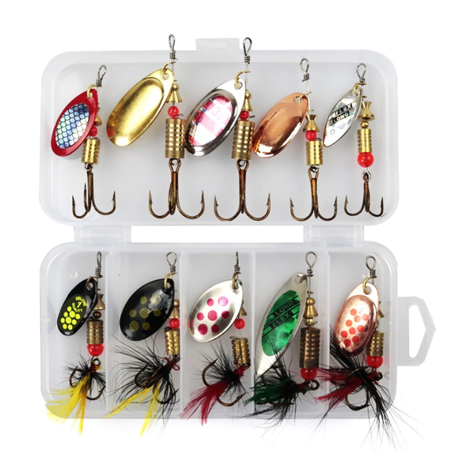 Spinner Bait Set- 5Pcs/10Pcs16Pcs Multi Colored Fishing Spinners Lures Spoon Baits Fishing Lure Crankbaits Set for Trout Pike Bass Salmon with Box