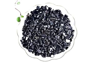 ERLIWAY Natural Black Obsidian Tumbled Chips Crushed Crystal Stone, 7-9mm Polished Healing Crystal Chips Healing Reiki Crystal Jewelry Making Home Decoration