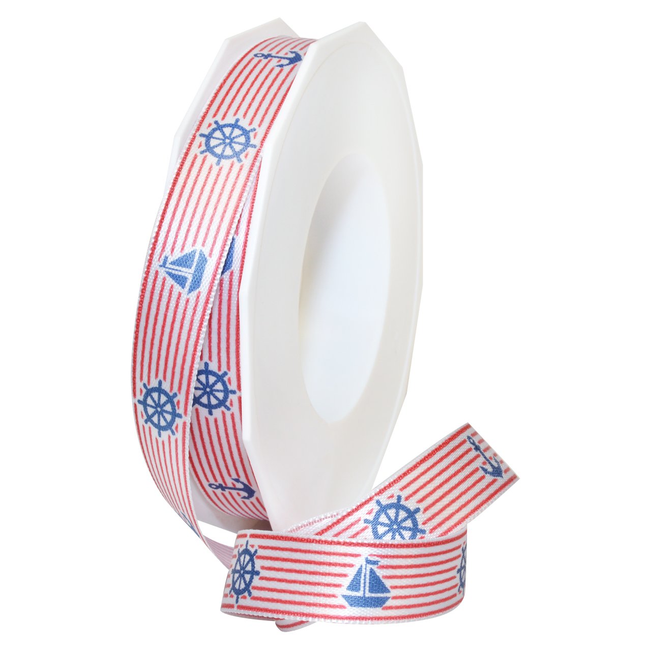 Präsent - Maritim Printed Satin Ribbon Red 15 mm width, 20 m length — image 1
