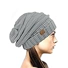 NYFASHION101 Oversized Baggy Slouchy Thick Winter Beanie Hat, Natural Gray
