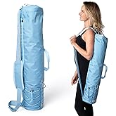 FitLete Gear Large Yoga Mat Bag for Men & Women | Premium, Waterproof, Bottle Pocket, Ventilation & Padded Adjustable Strap | Stylish and Sky Blue Yoga Mat Carrying Bag | Great for Gym & Travel Use