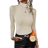 Shetells Women's Mock Turtle Neck Long Sleeve Tee Shirts Slim Fit Ribbed Knit Winter Casual Tunic Tops