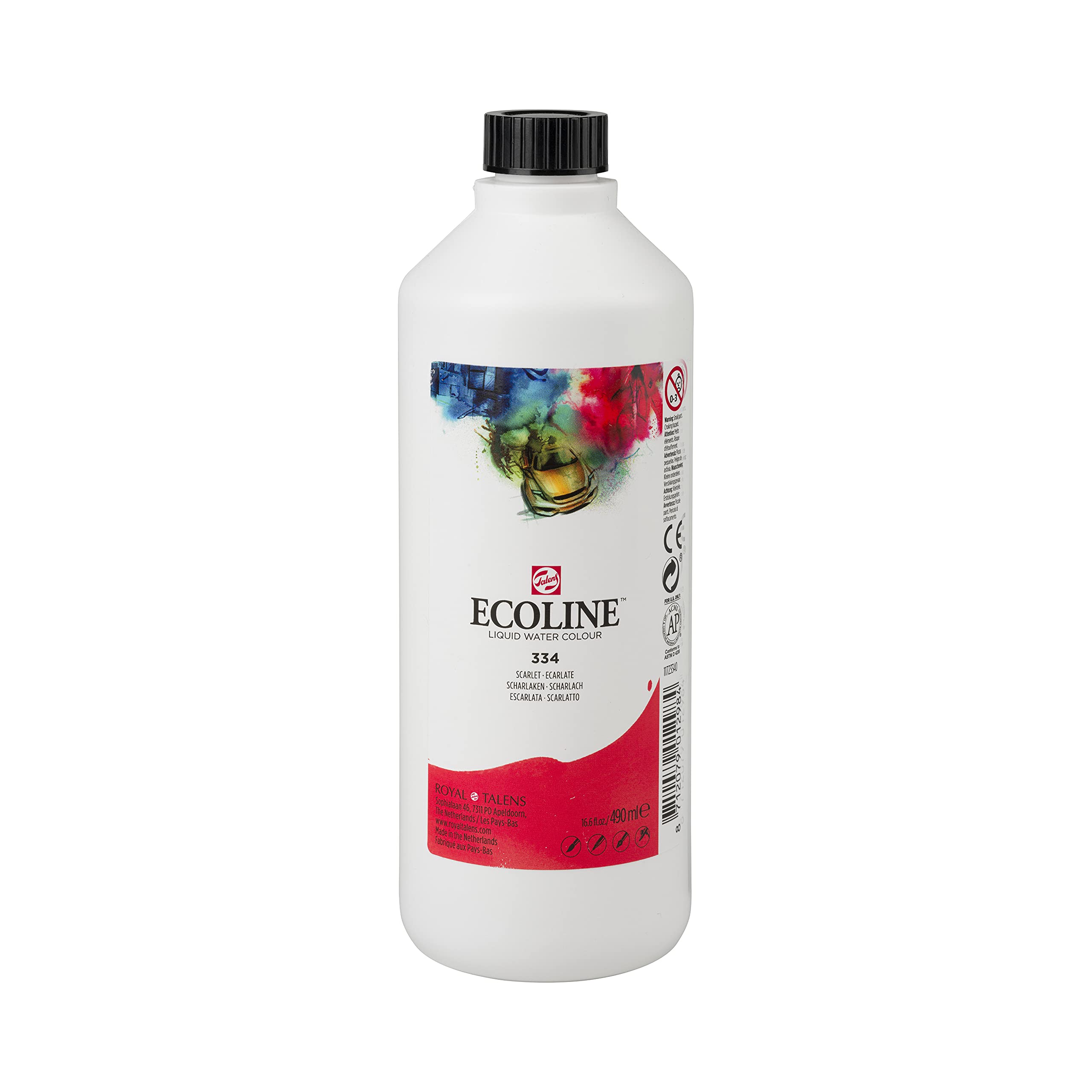 Ecoline Liquid Watercolour Bottle 490 ml Scarlet 334 (11723340) — image 1
