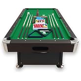 SIMBASHOPPING 8 Foot Pool Table Modern Billiard Table with Green Felt, Automatic Ball Return and Accessories - Vintage Green