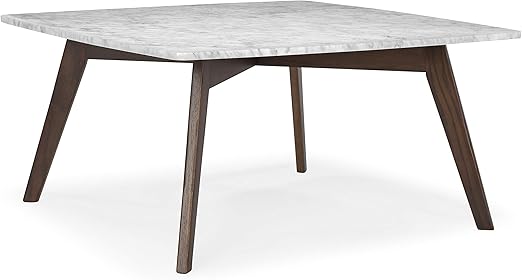 Amazon Com Poly And Bark Riley Marble 31 Square Coffee Table In Walnut Kitchen Dining