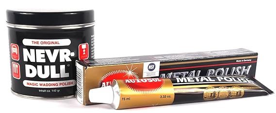 1x NEVR DULL Polierwatte + 1x75ml AUTOSOL Metal Polish Edel Chromglanz (Set Nr1)