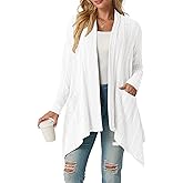 GRECERELLE Women's Long Sleeve Lightweight Draped Open Front Casual Cardigan Sweater with Pockets (S-2XL)