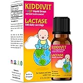Kiddivit Baby Lactase Drops 1000 Units &ndash; Gentle Digestive Support Enzyme Supplement &ndash; 100 Daily Servings &ndash; Built-In Dropper, Glass Bottle &ndash; Gluten Free, Vegetarian, 1oz