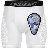 Youth Compression Padded Sliding Shorts with Soft Protective Athletic Cup Underwear for Baseball, Football , Lacrosse (White)