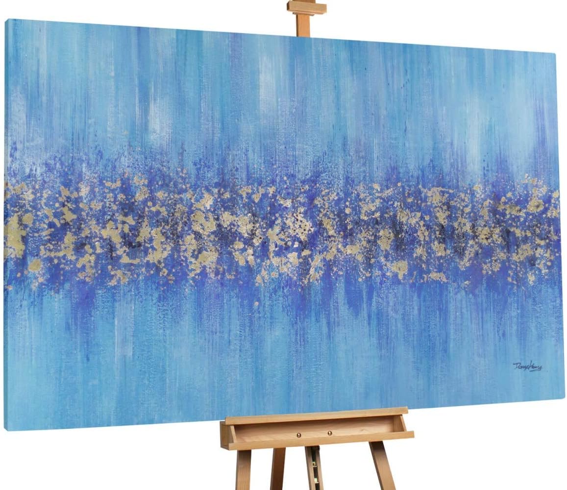 KunstLoft® oil painting 'Royal Colours' 71x47inches | Large, original hand-painted canvas | Minimalistic Blue | Modern art acrylic mural on frame