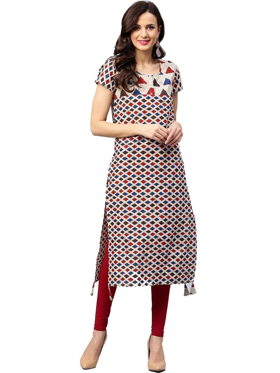 theurbanstreet multicolored women's cotton printed straight kurti