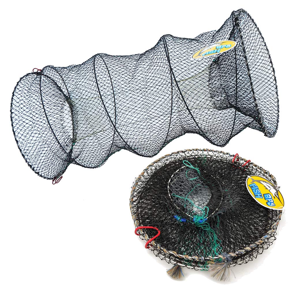 BPS Fish Fishing Net Mesh Shrimp Basket Crab Folding Fishing Cage Trap 2 Sizes to Choose From (Diameter 30 cm Length 60 cm) OZL-11031
