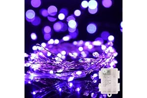 Dailyart Fairy Lights, 10.5Ft 60 LED Battery Operated Fairy Lights, 8 Modes Twinkle String Lights, Timer Fairy Lights for Bedroom Indoor Outdoor Party Wedding Valentine's Day Decor, Purple